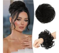 Chignon disordinato al 100% umano, con rose disordinate, da donna, veri scrunchies, extension per chignon (biondo misto biondo scuro)
