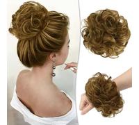 Chignon disordinato al 100% umano, con rose disordinate, da donna, veri scrunchies, extension per chignon (biondo misto biondo scuro)