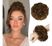 Chignon disordinato al 100% umano, con rose disordinate, da donna, veri scrunchies, extension per chignon (biondo misto biondo scuro)