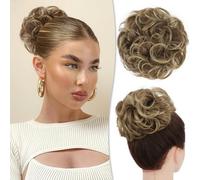 Chignon disordinato al 100% umano, con rose disordinate, da donna, veri scrunchies, extension per chignon (biondo misto biondo scuro)