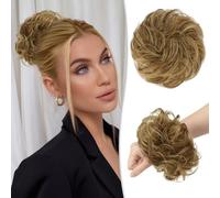 Chignon disordinato al 100% umano, con rose disordinate, da donna, veri scrunchies, extension per chignon (biondo misto biondo scuro)