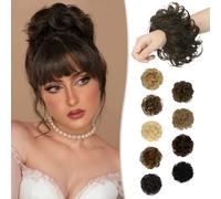 Chignon disordinato al 100% umano, con rose disordinate, da donna, veri scrunchies, extension per chignon (biondo misto biondo scuro)