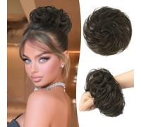 Chignon disordinato al 100% umano, con rose disordinate, da donna, veri scrunchies, extension per chignon (biondo misto biondo scuro)