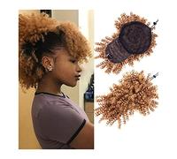 Chignon Disordinato Capelli Ricci Coda di Cavallo Clip nelle Estensioni dei Capelli per le Donne Chignon Afro Alto Sbuffo Capelli Sintetici Coda di Cavallo con Coulisse con Frangetta Chignon Corti C