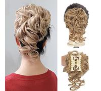 Chignon disordinato con clip, ondulati e ricci, chignon, chignon, chignon, chignon, sintetico, per donne e ragazze, marrone e nero