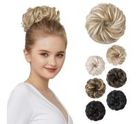Chignon disordinato, spesso e arruffato, elastico per chignon, da donna, extension sintetiche per coda di cavallo, accessori per chignon, biondo con riflessi
