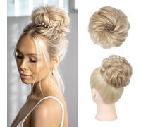 Chignon disordinato, spesso e arruffato, elastico per chignon, da donna, extension sintetiche per coda di cavallo, accessori per chignon, biondo con riflessi