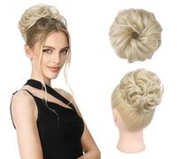 Chignon disordinato, spesso e arruffato, elastico per chignon, da donna, extension sintetiche per coda di cavallo, accessori per chignon, biondo con riflessi