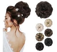 Chignon disordinato, spesso e arruffato, elastico per chignon, da donna, extension sintetiche per coda di cavallo, accessori per chignon, biondo con riflessi