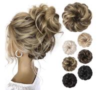 Chignon disordinato, spesso e arruffato, elastico per chignon, da donna, extension sintetiche per coda di cavallo, accessori per chignon, biondo con riflessi