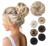 Chignon disordinato, spesso e arruffato, elastico per chignon, da donna, extension sintetiche per coda di cavallo, accessori per chignon, biondo con riflessi