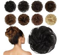 Chignon disordinato umano, 100% capelli umani, extension ondulate e ricci, per donne e ragazze, biondo chiaro