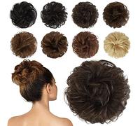 Chignon disordinato umano, 100% capelli umani, extension ondulate e ricci, per donne e ragazze, biondo chiaro