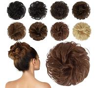 Chignon disordinato umano, 100% capelli umani, extension ondulate e ricci, per donne e ragazze, biondo chiaro