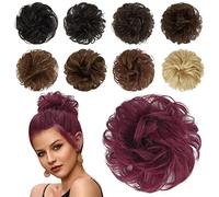 Chignon disordinato umano, 100% capelli umani, extension ondulate e ricci, per donne e ragazze, biondo chiaro