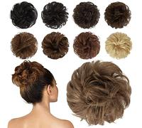 Chignon disordinato umano, 100% capelli umani, extension ondulate e ricci, per donne e ragazze, biondo chiaro