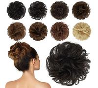 Chignon disordinato umano, 100% capelli umani, extension ondulate e ricci, per donne e ragazze, biondo chiaro