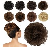 Chignon disordinato umano, 100% capelli umani, extension ondulate e ricci, per donne e ragazze, biondo chiaro