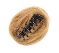 Chignon disordinato umano con clip, capelli sintetici disordinati, chignon ondulati e ricci, extension per coda di cavallo da donna (marrone chiaro)