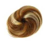 Chignon disordinato umano con clip, capelli sintetici disordinati, chignon ondulati e ricci, extension per coda di cavallo da donna (marrone chiaro)