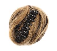 Chignon disordinato umano con clip, capelli sintetici disordinati, chignon ondulati e ricci, extension per coda di cavallo da donna (marrone chiaro)