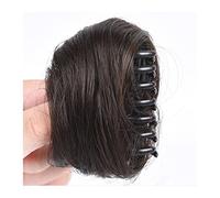 Chignon disordinato umano con clip, capelli sintetici disordinati, chignon ondulati e ricci, extension per coda di cavallo da donna (marrone chiaro)