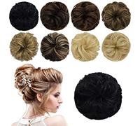 Chignon disordinato umano Scrunchie arruffato pezzi di capelli chignon marrone chiaro ondulato riccio breve estensione coda di cavallo vero chignon