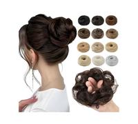 Chignon, Elastici for capelli sintetici da donna, a forma di ciambella, for creare chignon spettinati Parrucche(Dark brown gold)