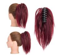Chignon Extension for capelli con clip, 12 pollici - Scrunchies sintetici for coda di cavallo e chignon for donna Chignon per capelli | Posticci per capelli(Burgundy)