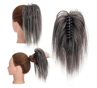 Chignon, Extension for capelli con clip, 12 pollici - Scrunchies sintetici for coda di cavallo e chignon for donna Extension per capelli(Gray)