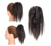 Chignon, Extension for capelli con clip, 12 pollici - Scrunchies sintetici for coda di cavallo e chignon for donna Extension per capelli(Black brown)