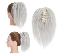 Chignon, Extension for capelli con clip, 12 pollici - Scrunchies sintetici for coda di cavallo e chignon for donna Extension per capelli(White)