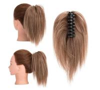 Chignon, Extension for capelli con clip, 12 pollici - Scrunchies sintetici for coda di cavallo e chignon for donna per le donne(Light brown)