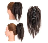 Chignon, Extension for capelli con clip, 12 pollici - Scrunchies sintetici for coda di cavallo e chignon for donna Extension per capelli(Brown)