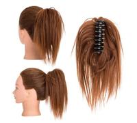 Chignon, Extension for capelli con clip, 12 pollici - Scrunchies sintetici for coda di cavallo e chignon for donna Donna(Brown yellow)