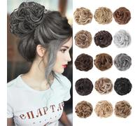 Chignon, Extension for capelli con fermaglio sintetico a forma di artiglio, ricci ondulati, chignon e coda di cavallo con fermagli for capelli per le donne(Dark brown gold variegations)