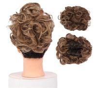 Chignon, Extension for chignon con clip e pettine sintetico for capelli ricci da donna, ideale for coprire lo chignon. Parrucche(Brown yellow)
