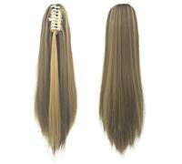 Chignon Finto 1 pezzo di clip dritta nelle estensioni dei capelli del parrucchino Biondo Grigio Piccola coda di cavallo Capelli sintetici Artiglio Coda di cavallo(T4/27/30)