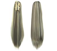 Chignon Finto 1 pezzo di clip dritta nelle estensioni dei capelli del parrucchino Biondo Grigio Piccola coda di cavallo Capelli sintetici Artiglio Coda di cavallo(#35)