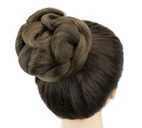 Chignon Finto 1 Pz Capelli Sintetici Intrecciati Disordinati Ricci Chignon Ballerino Copertura Dei Capelli Ciambella Posticci Nastri for Capelli Panini Parrucca Updo for Il Partito(Mix Brown)