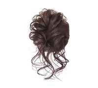 Chignon finto Chignon Coda di cavallo Capelli umani brasiliani Ricci ondulati Estensioni dello chignon disordinato Pezzi capelli for le donne Pezzo Donne(Dark brown)