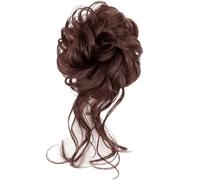 Chignon Finto Cravatta for capelli ricci disordinati sintetici da 2 pezzi con fascia elastica for chignon da donna in fibra resistente al calore in oro nero(T1/27)