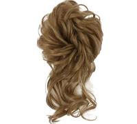 Chignon Finto Cravatta for capelli ricci disordinati sintetici da 2 pezzi con fascia elastica for chignon da donna in fibra resistente al calore in oro nero(NC/4HL)
