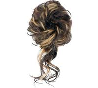 Chignon Finto Cravatta for capelli ricci disordinati sintetici da 2 pezzi con fascia elastica for chignon da donna in fibra resistente al calore in oro nero(4/30HL)