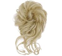 Chignon Finto Cravatta for capelli ricci disordinati sintetici da 2 pezzi con fascia elastica for chignon da donna in fibra resistente al calore in oro nero(P4/30)