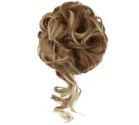 Chignon Finto Cravatta for capelli ricci disordinati sintetici da 2 pezzi con fascia elastica for chignon da donna in fibra resistente al calore in oro nero(P2/613)