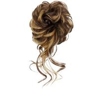 Chignon Finto Cravatta for capelli ricci disordinati sintetici da 2 pezzi con fascia elastica for chignon da donna in fibra resistente al calore in oro nero(T1B/4/30)