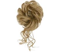 Chignon Finto Cravatta for capelli ricci disordinati sintetici da 2 pezzi con fascia elastica for chignon da donna in fibra resistente al calore in oro nero(P1B/27)