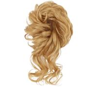 Chignon Finto Cravatta for capelli ricci disordinati sintetici da 2 pezzi con fascia elastica for chignon da donna in fibra resistente al calore in oro nero(P18/22)