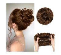 Chignon Finto per Capelli Chignon riccio spettinato con capelli umani, extension con elastico, pezzo di capelli spettinato 100% capelli umani for donne Hair Accessories(Light Brown)